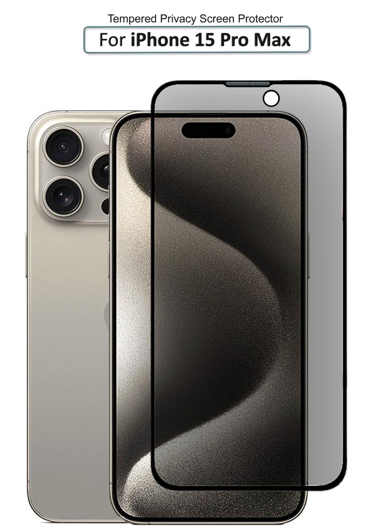 iPhone 15 Pro Max Privacy Screen Protector - Premium Edge to Edge Anti Spy Privacy Tempered Glass, Oleophobic Coating, Delicate Touch, Anti-Explosion, Smooth Arc Edge, Easy Installation - Image 1