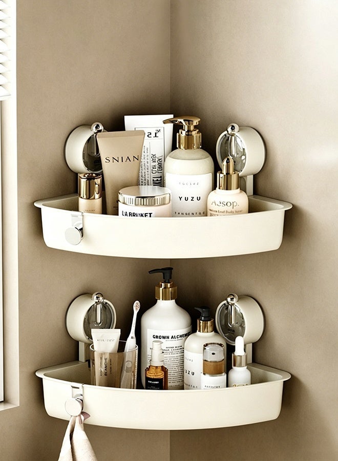 cocohome 2pcs adhesive suction cup storage rack, durable and diamond-free bathroom organizer, wall-mounted rotating floating storage rack, kitchen and bathroom - Image 4