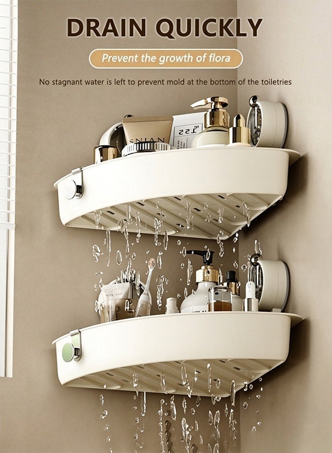 cocohome 2pcs adhesive suction cup storage rack, durable and diamond-free bathroom organizer, wall-mounted rotating floating storage rack, kitchen and bathroom - Image 3