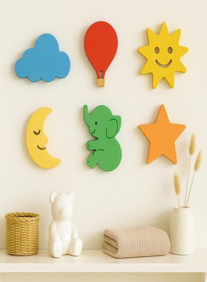 LET'S DIY مجموعة أشكال خشبية من خشب MDF قابلة للقص، تتضمن غيمة، بالون، شمس، قمر، فيل، ونجمة | أشكال غير مكتملة لأعمال فنية للأطفال، الرسم، الأعمال اليدوية، ومشاريع الديكور المنزلي | 1.5 بوصة | 30 قطعة - Image 2