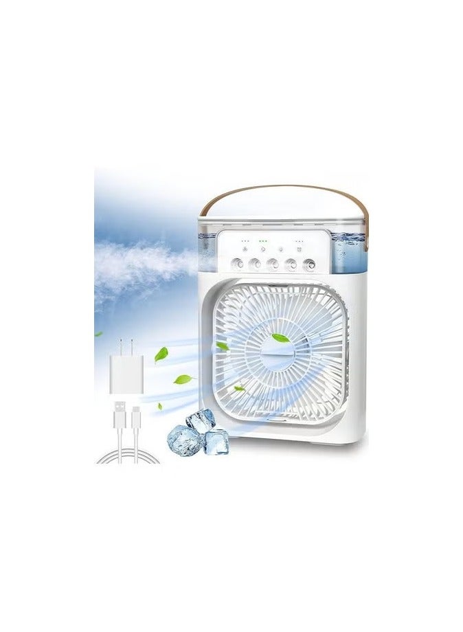 Mini Portable Air Conditioning Cooling Fan with 3 Speeds and Timer 1/2/3 Hours 360 Degree Rotation Desktop Air Conditioner with USB Port for Office Home, White