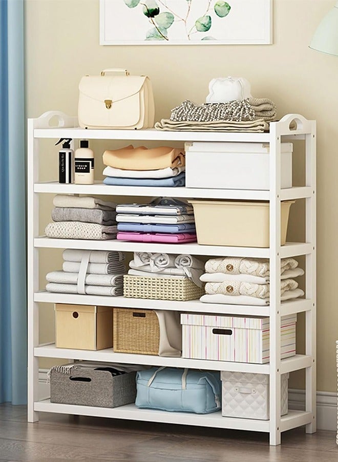 سولاكان خزانة أحذية 6 طبقات – رف تخزين أحذية رفيع موفر للمساحة، تصميم نحيف للمداخل، باللون الأبيض، 60×25×105 سم - Image 4