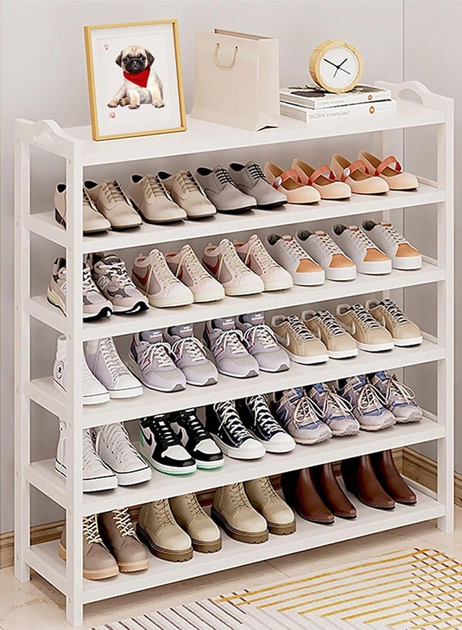 سولاكان خزانة أحذية 6 طبقات – رف تخزين أحذية رفيع موفر للمساحة، تصميم نحيف للمداخل، باللون الأبيض، 60×25×105 سم - Image 5