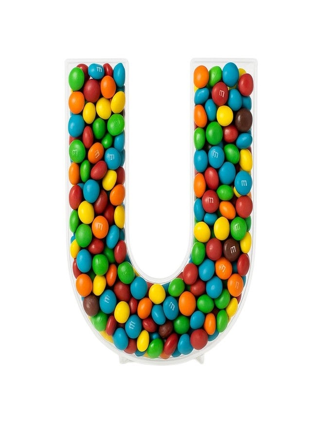 OAEUQ Fillable Alphabet Acrylic Tray Letter Candy Jar Reusable Party Food Jar with Magnetic Lid 10-Inch Sealed Decorative Box (U) - Image 1