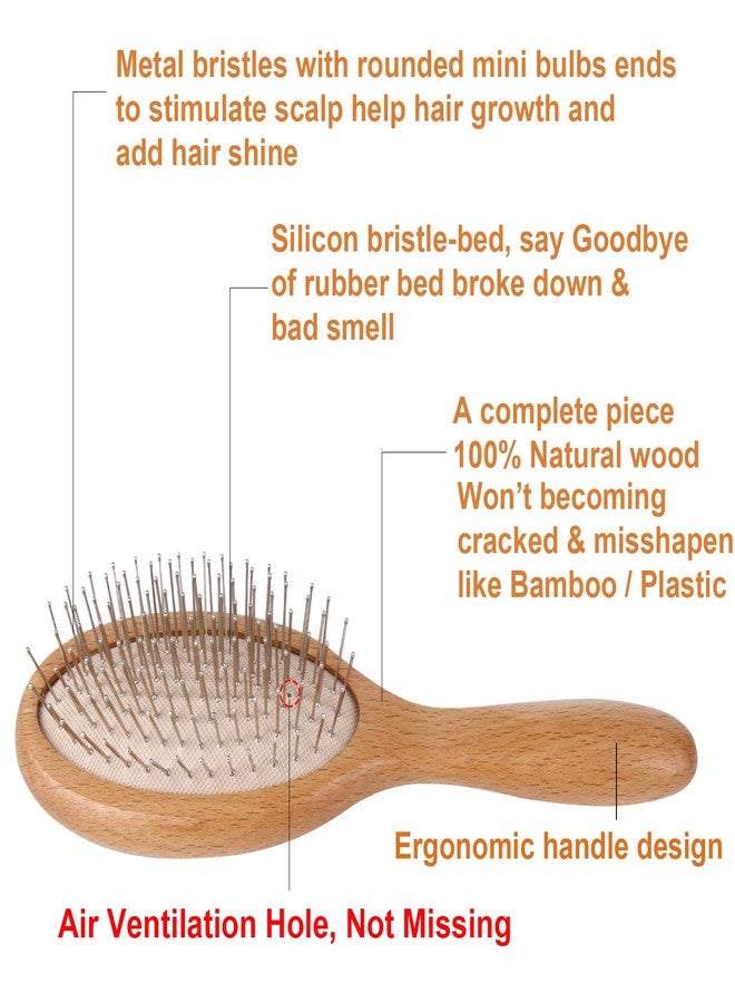 WeCoola Hair Brush, Wooden Hairbrush with Metal Bristles, Stimulates Scalp for Hair Growth, Gift for Mother's & Father's & Friends, All Hair Types - Image 2