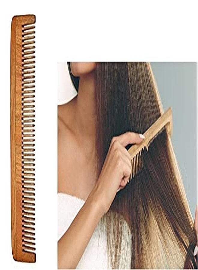 غلان مشط جلان المصنوع يدويًا من خشب النيم المضاد للقشرة للتحكم في تساقط الشعر، مناسب للرجال والنساء. - Image 2