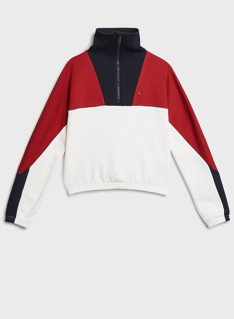 TOMMY HILFIGER RWB COLORBLOCK FLEECE HALF ZIP