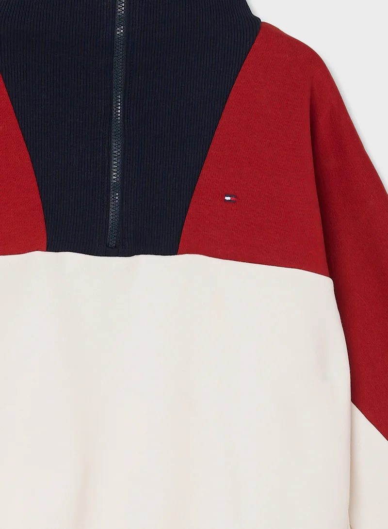 TOMMY HILFIGER RWB COLORBLOCK FLEECE HALF ZIP