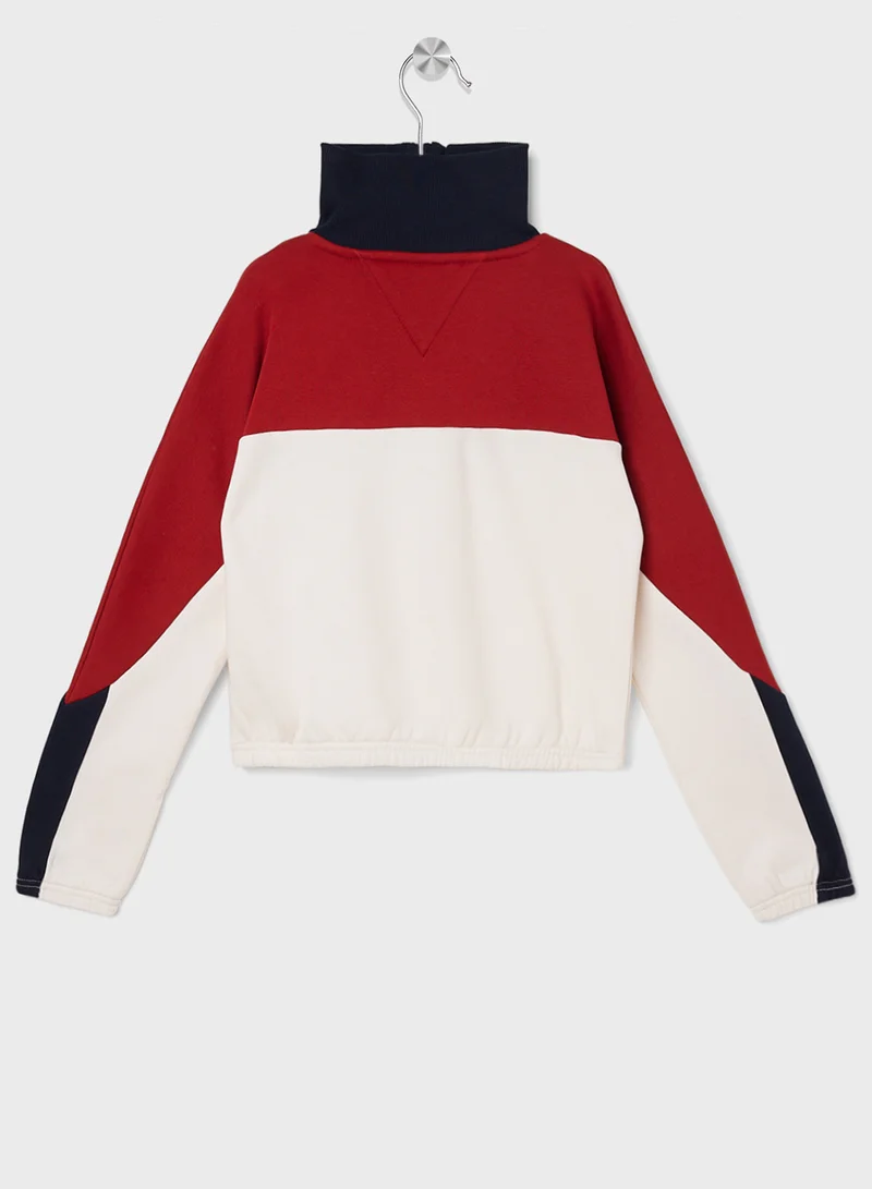 TOMMY HILFIGER RWB COLORBLOCK FLEECE HALF ZIP