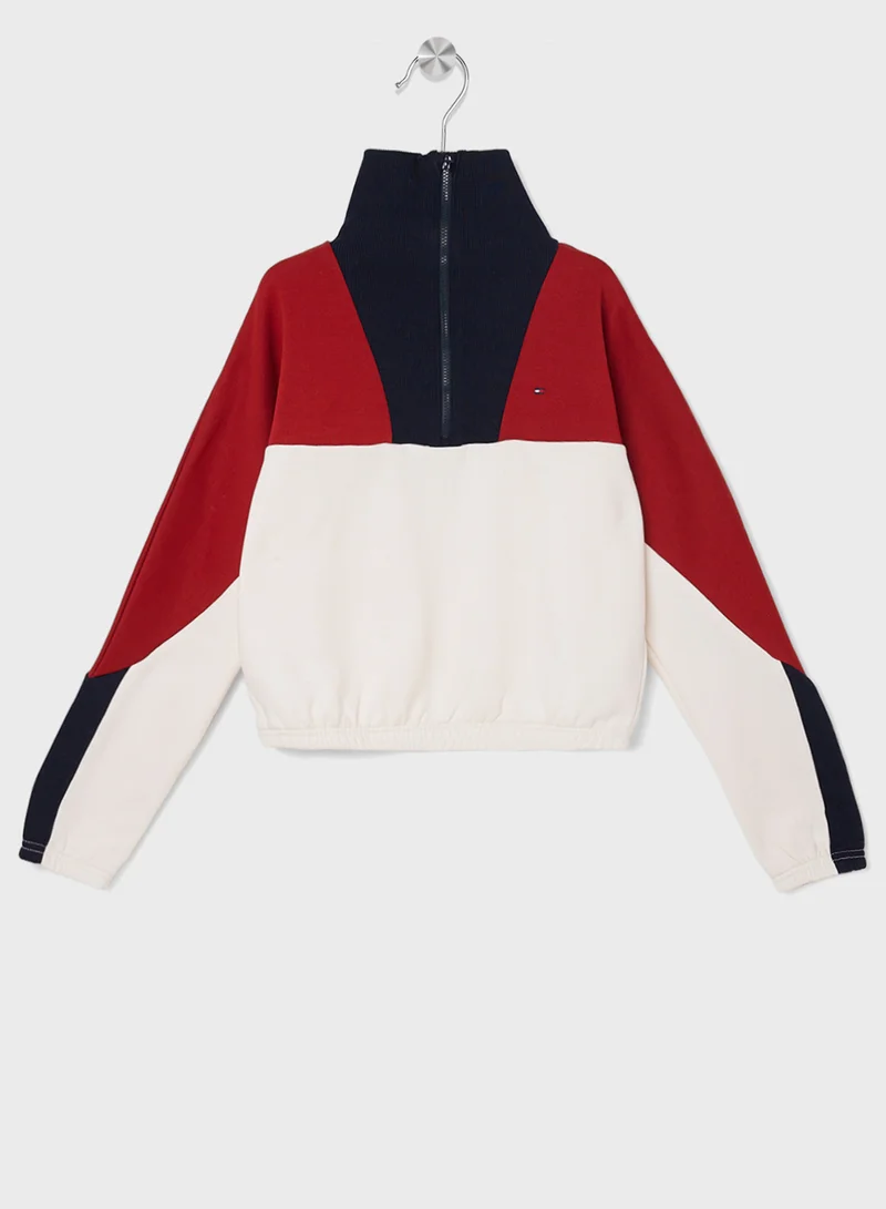 TOMMY HILFIGER RWB COLORBLOCK FLEECE HALF ZIP