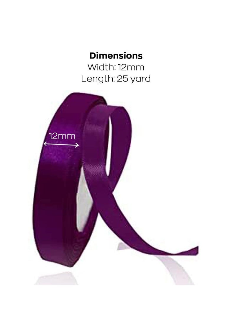 MARKQ Dark Magenta Satin Ribbon, 12mm x 25yd Fabric Polyester Ribbon for Gift Wrapping, Party Favors, Wedding Decorations, Bow Making, Bouquets, Sewing Projects & Craft Supplies - Image 2