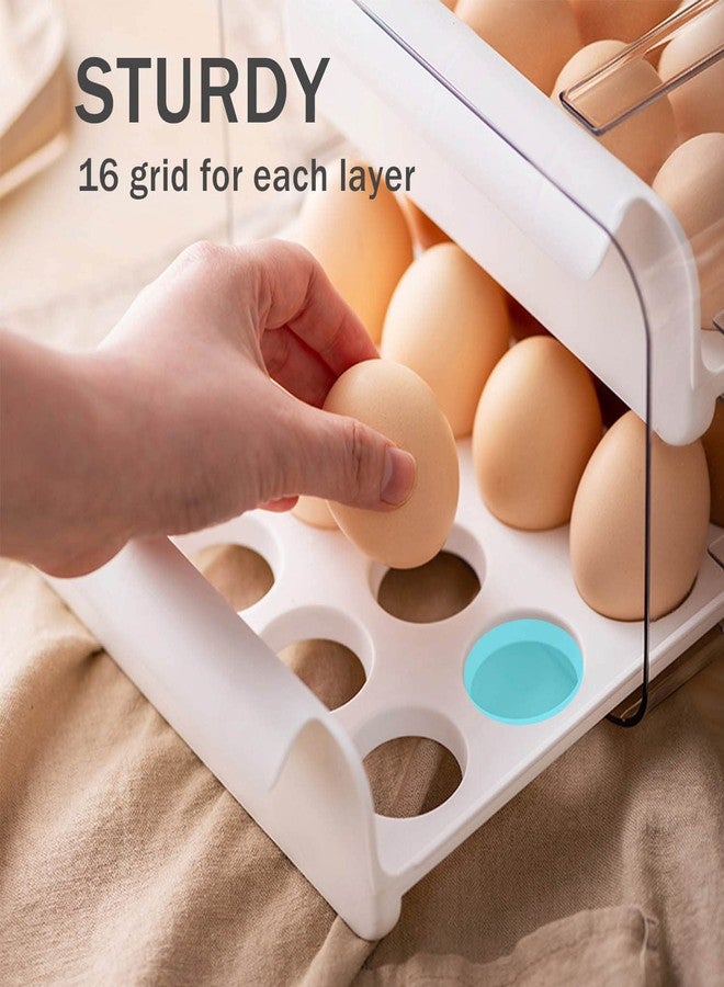 CHANCETSUI Large Capacity Egg Holder for Refrigerator, Egg Storage Container Organizer Bins, Stackable Clear Plastic Storage Egg Organizer with Handles, Household Egg Holder for Fridge(2 Layer) - Image 3