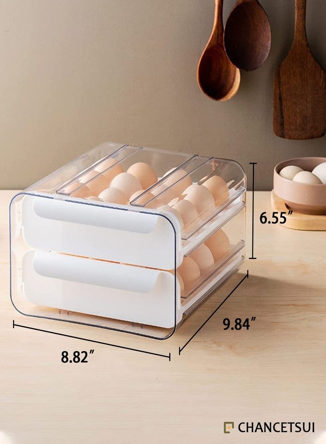CHANCETSUI Large Capacity Egg Holder for Refrigerator, Egg Storage Container Organizer Bins, Stackable Clear Plastic Storage Egg Organizer with Handles, Household Egg Holder for Fridge(2 Layer) - Image 5