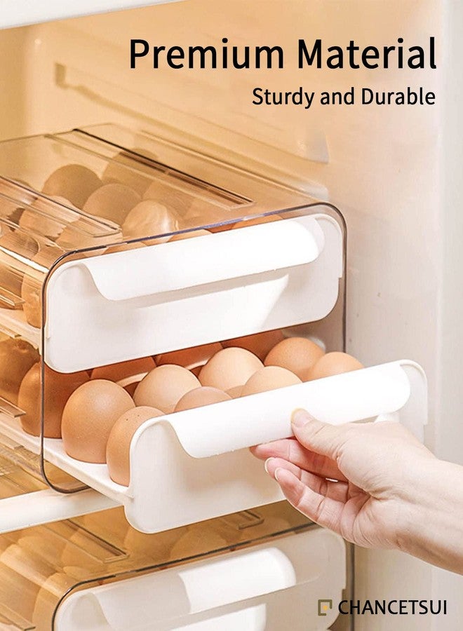 CHANCETSUI Large Capacity Egg Holder for Refrigerator, Egg Storage Container Organizer Bins, Stackable Clear Plastic Storage Egg Organizer with Handles, Household Egg Holder for Fridge(2 Layer) - Image 4