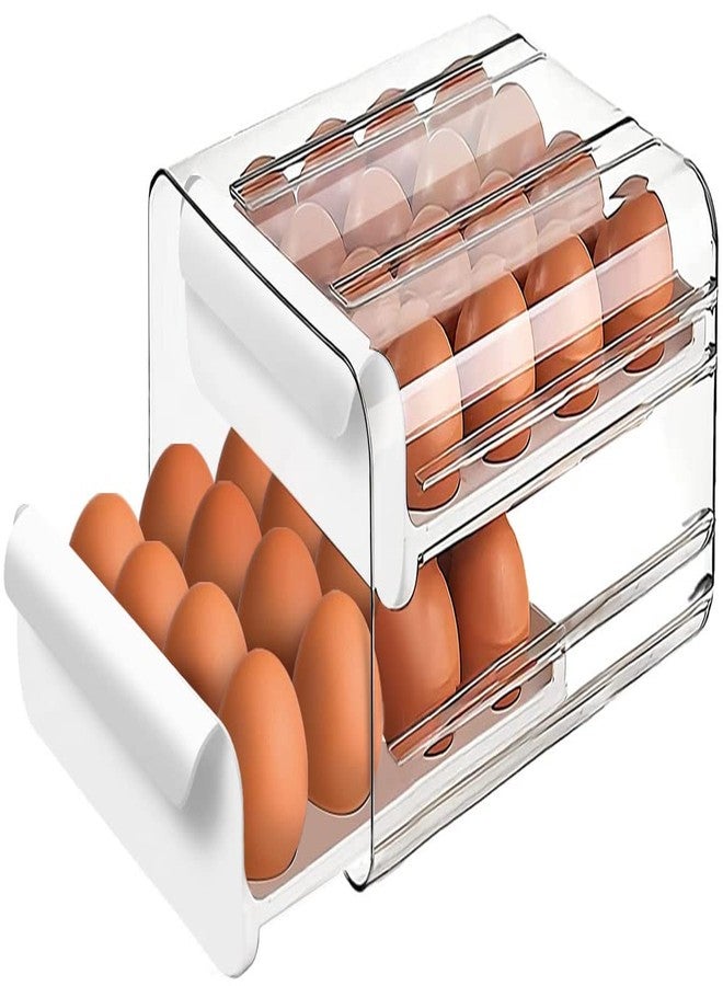 CHANCETSUI Large Capacity Egg Holder for Refrigerator, Egg Storage Container Organizer Bins, Stackable Clear Plastic Storage Egg Organizer with Handles, Household Egg Holder for Fridge(2 Layer) - Image 1