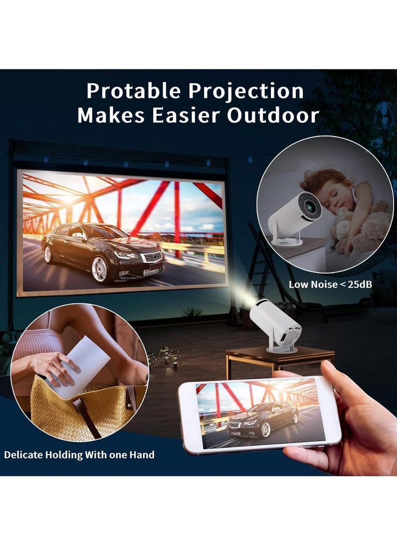 JAJEEK Mini Projector, Portable 4K/200 Projector with 2.4/5G WiFi & Bluetooth, Auto Keystone Correction, 40"-130" Screen, 180° Flip, Compact Round Design Movie Projector (White) for Home, Outdoor, Office, and Entertainment - Image 4