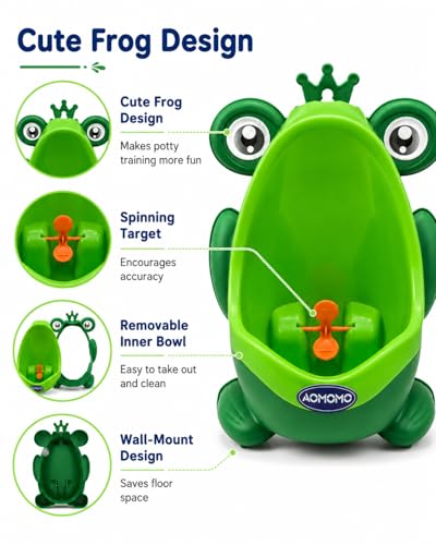 AOMOMO Urinal for Toddlers Boys with Frog Funny Aiming TargetFrog Urinal Potty Training CrownFrog - Image 3