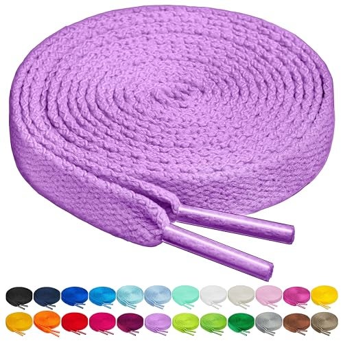 Birch Shoelaces in 27 Colors Flat 5/16" Shoe Laces in 4 Different Lengths (45.5" (115cm), Lavender) - Image 1