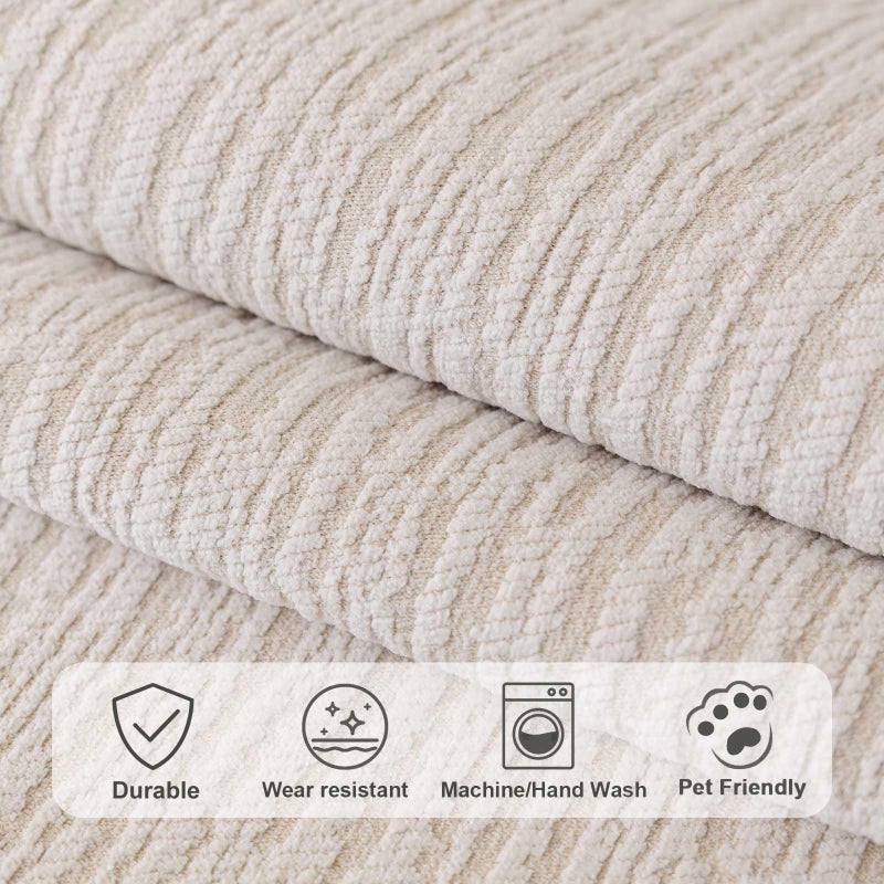 Aucrovee Soft Waterproof Chenille Cover Washable, Non Slip Sectional Sofa Covers for 3 Cushion Couch Sofa L Sharped Sofa Slipcover for Pets, Furniture Protector (1 PCS 36"x82" White) - Image 4