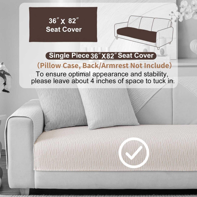 Aucrovee Soft Waterproof Chenille Cover Washable, Non Slip Sectional Sofa Covers for 3 Cushion Couch Sofa L Sharped Sofa Slipcover for Pets, Furniture Protector (1 PCS 36"x82" White) - Image 2
