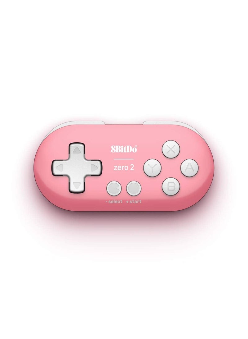 8Bitdo Zero 2 Bluetooth Key Chain Sized Mini Controller for Nintendo Switch, Windows, Android and macOS (Pink) - Image 1
