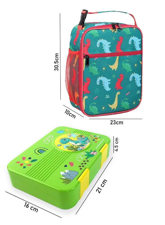 ليتل سربرايز بوكس Little Surprise Box, 2 pcs Dino LunchBag & Bento Lunch box for Kids
