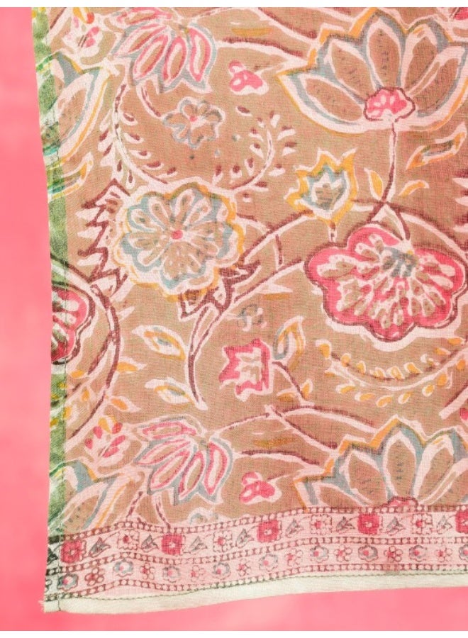 AKS Green & White Printed Kurta & Palazzo With Dupatta Set - Image 4