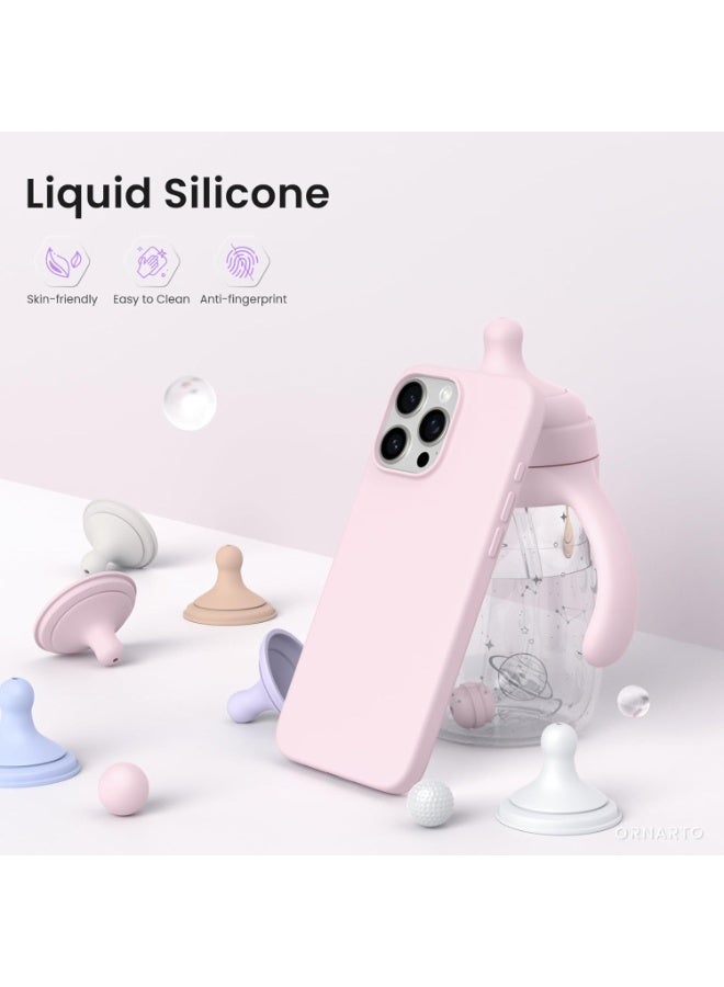 YoYoTech iPhone 16 Pro Max Liquid Silicon Case Slim-Soft Shockproof Protective with Microfiber Lining iPhone 16 Pro Max 6.9-inch 2024 Silicon Case - Pink - Image 5
