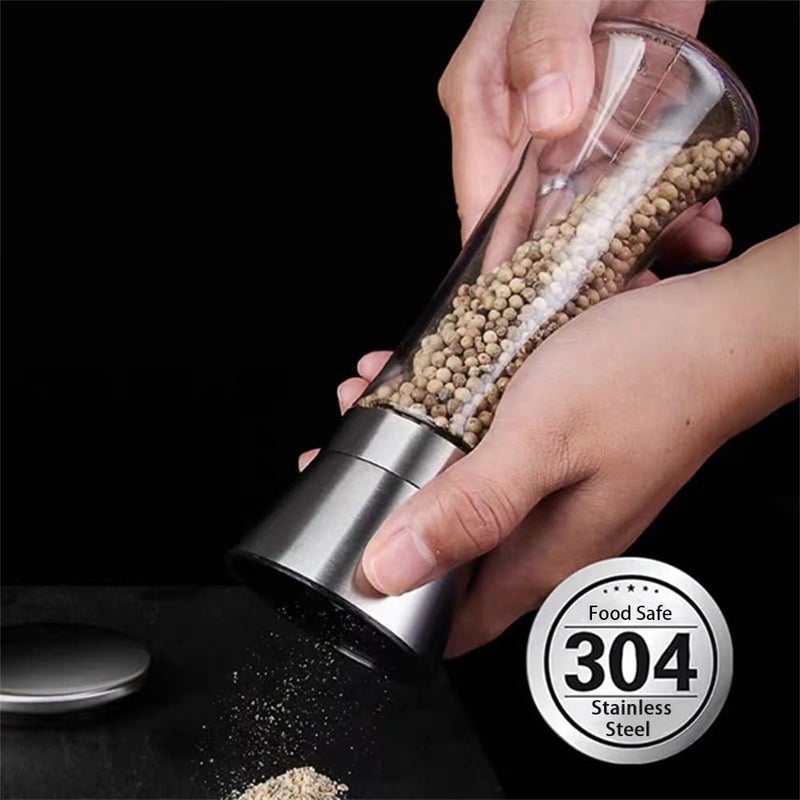 Manual Pepper Grinder and Salt Mill Set - Stainless Steel Kitchen Grinder with Adjustable Coarseness (2PCS) - Image 3