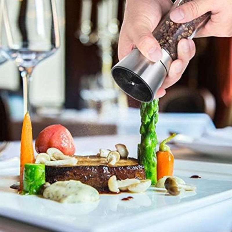 Manual Pepper Grinder and Salt Mill Set - Stainless Steel Kitchen Grinder with Adjustable Coarseness (2PCS) - Image 5