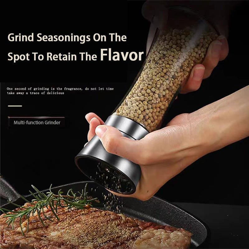 Manual Pepper Grinder and Salt Mill Set - Stainless Steel Kitchen Grinder with Adjustable Coarseness (2PCS) - Image 2
