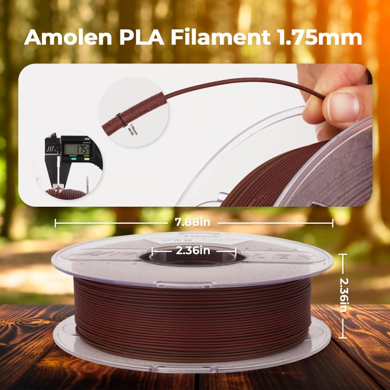 AMOLEN 3D Printing Filament Dark Wooden Rainbow Color Change Printer Filament PLA 1KG Spool 1.75mm 1.75mm Dry Rose Wood/Ebony/Burgundy/Walnut 1KG/2.2lb Fit Most FDM and Printer Pen Tigerwood - Image 4