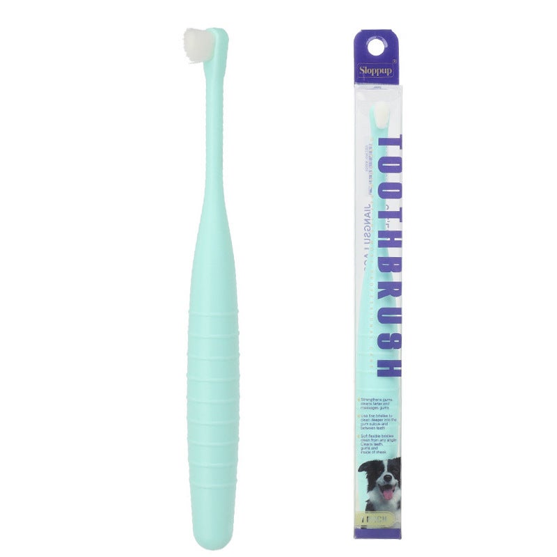 Generic Pet Toothbrush Cat Toothbrush Dog Toothbrush Cats Dog Oral Cleaning Soft Toothbrush Ten Thousand Hair Disposable Toothbrush Green-small triangle brush head 