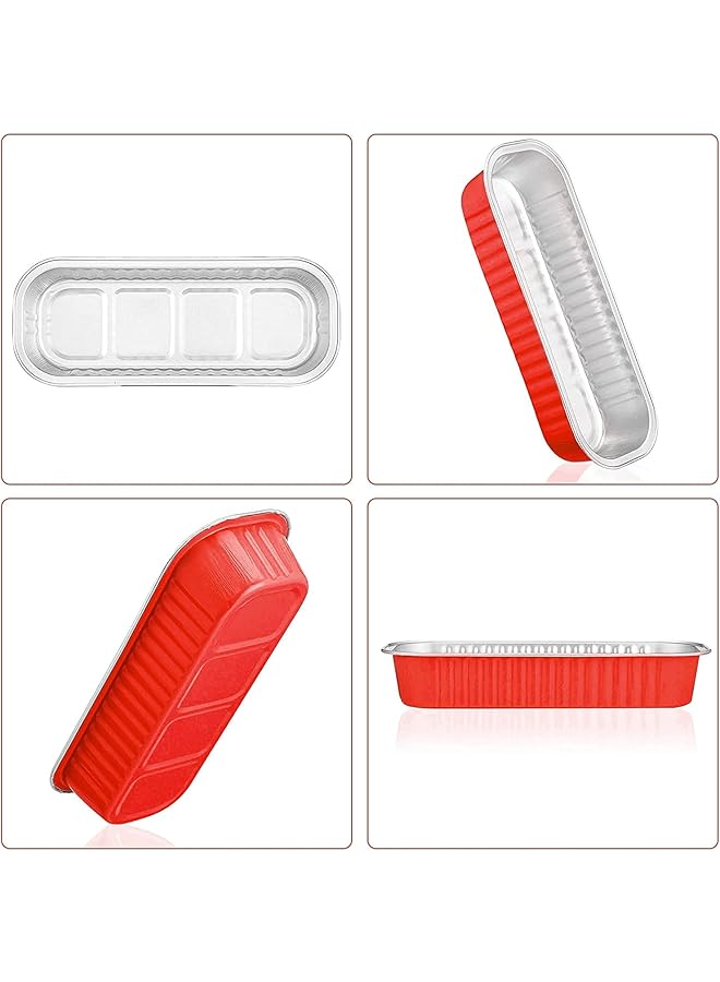 كاست ويف قوالب خبز من رقائق الألومنيوم، 50 قطعة، 6.8 أونصة، قوالب خبز صغيرة من رقائق الألومنيوم للاستخدام مرة واحدة مع أغطية، قوالب خبز صغيرة، أكواب خبز من الألومنيوم، قوالب خبز الحلوى (أحمر) - Image 4