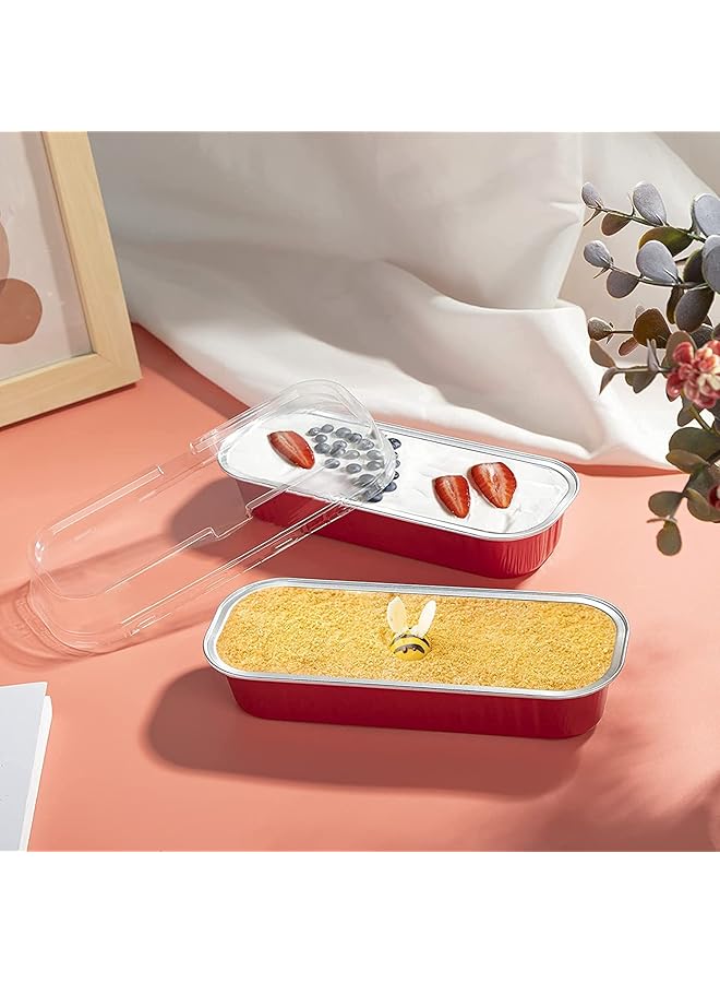 كاست ويف قوالب خبز من رقائق الألومنيوم، 50 قطعة، 6.8 أونصة، قوالب خبز صغيرة من رقائق الألومنيوم للاستخدام مرة واحدة مع أغطية، قوالب خبز صغيرة، أكواب خبز من الألومنيوم، قوالب خبز الحلوى (أحمر) - Image 5