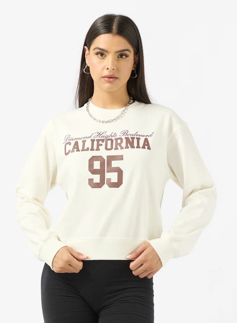 Ginger Crew Neck Oversize Varsity Sweatshirt