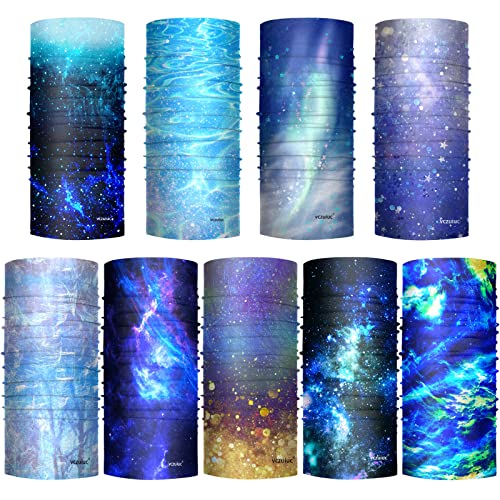 VCZUIUC Headwear Bandana Head Wrap Face Scarf Mask Neck Warmer Balaclava for Sports (One Size, 9PCS Blue) - Image 2