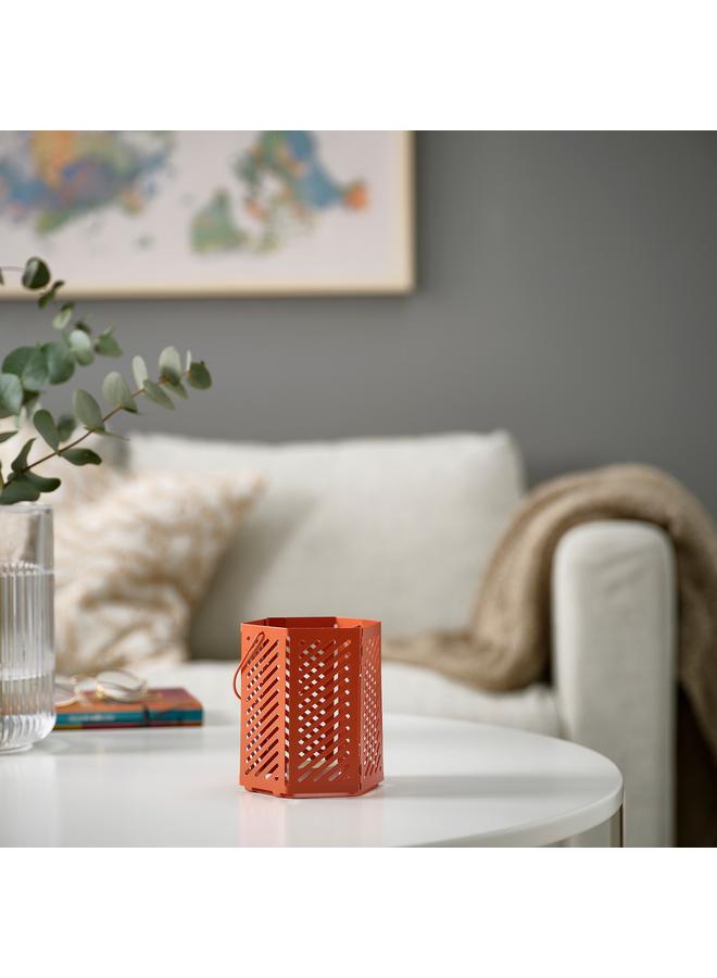 زبون فانوس للشموع الصغيرة، بني-برتقالي، 12 سم - Image 2