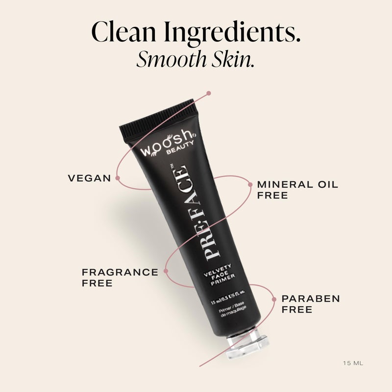 Woosh Beauty PreFace Primer Hydrating Long Lasting Vegan Pore Minimizer Grips your Makeup Travel 15 ml