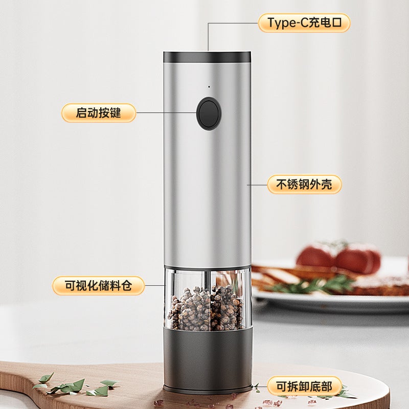 Electric Pepper Grinder, Stainless Steel Kitchen Tool with Adjustable Settings - Image 3