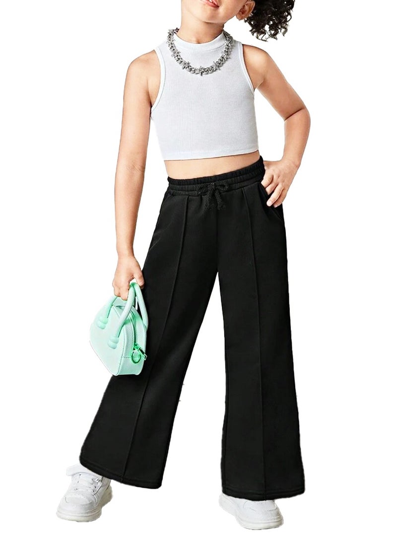 Nileton Sweatpants Wide Leg With Line For Kids & Teens – High Waist - Side Pockets Drawstring Pants for Girls - casual loose sports Pants - Daily wear Sportswear - Image 3