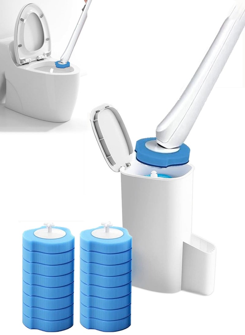 ميكسد فرشاة تنظيف وعاء المرحاض ، رأس فرشاة للاستعمال مرة واحدة مع 16 عبوة إعادة تعبئة إسفنجة بديلة لعصا تذويب ، فرشاة تنظيف ناعمة لتنظيف الحمام - Image 1