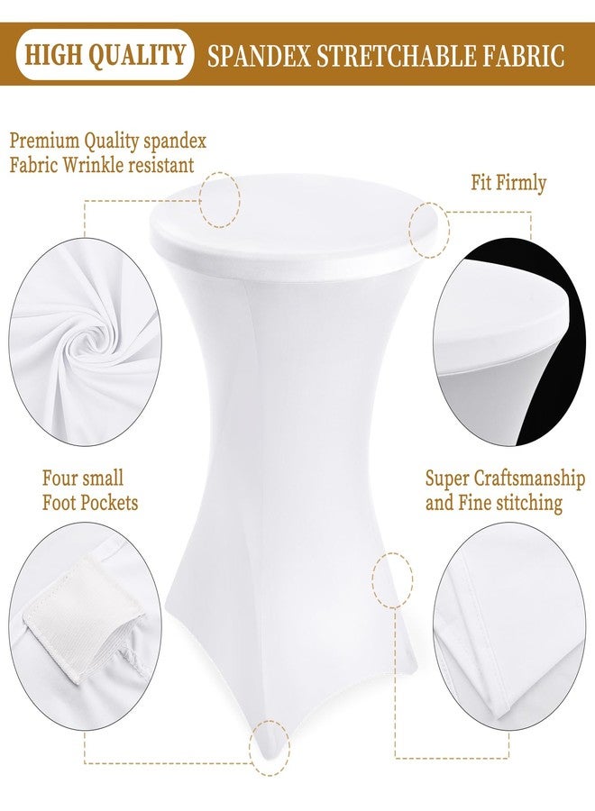 Showgeous 6 Pack Cocktail Table Covers 32"x43" Cocktail Table Tablecloths White Fitted High Top Table Covers for Cocktail Table Spandex Covers, Stretch Square Corners Tablecloth for Party Bar - Image 3