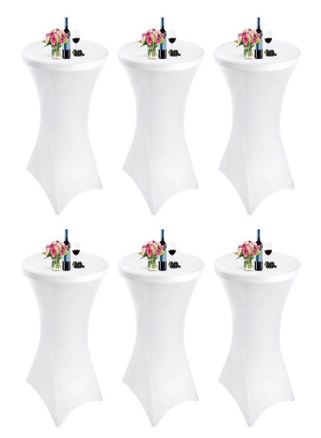 Showgeous 6 Pack Cocktail Table Covers 32"x43" Cocktail Table Tablecloths White Fitted High Top Table Covers for Cocktail Table Spandex Covers, Stretch Square Corners Tablecloth for Party Bar - Image 1