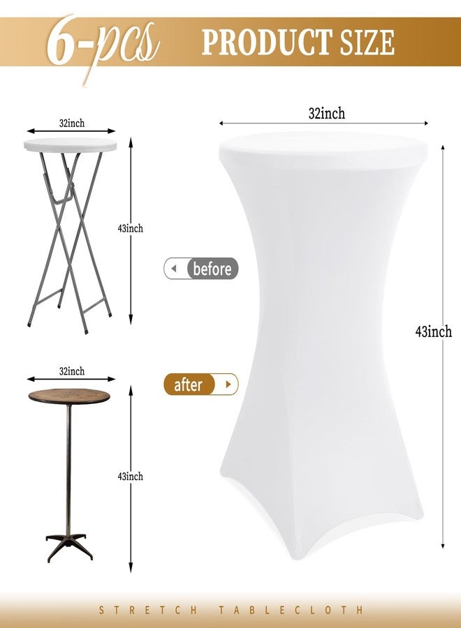 Showgeous 6 Pack Cocktail Table Covers 32"x43" Cocktail Table Tablecloths White Fitted High Top Table Covers for Cocktail Table Spandex Covers, Stretch Square Corners Tablecloth for Party Bar - Image 2