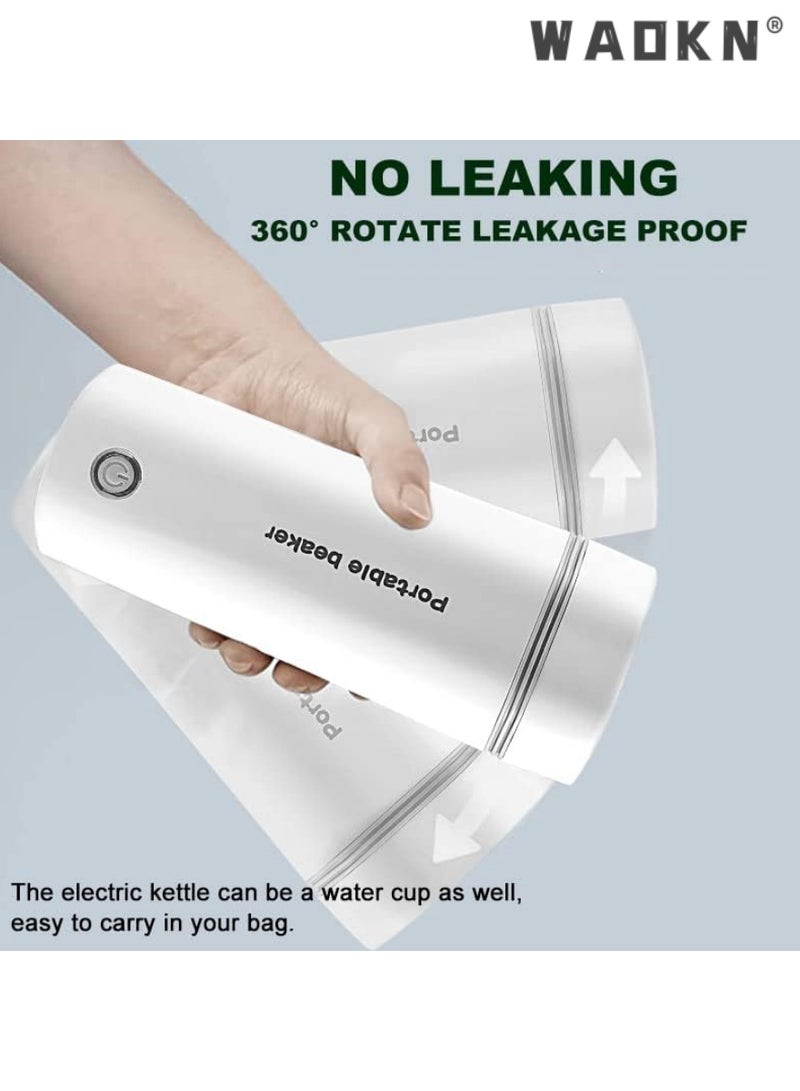 WAOKN Portable Electric Kettle, Stainless Steel Liner Travel Electric Cup Home Mini Heating Teapot Fast Cooking Single Cup Water Heater 350ml Hot Water Bottle (White 350ML)  - Image 5