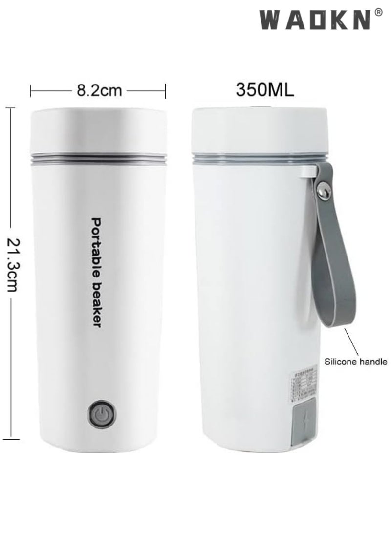 WAOKN Portable Electric Kettle, Stainless Steel Liner Travel Electric Cup Home Mini Heating Teapot Fast Cooking Single Cup Water Heater 350ml Hot Water Bottle (White 350ML)  - Image 4