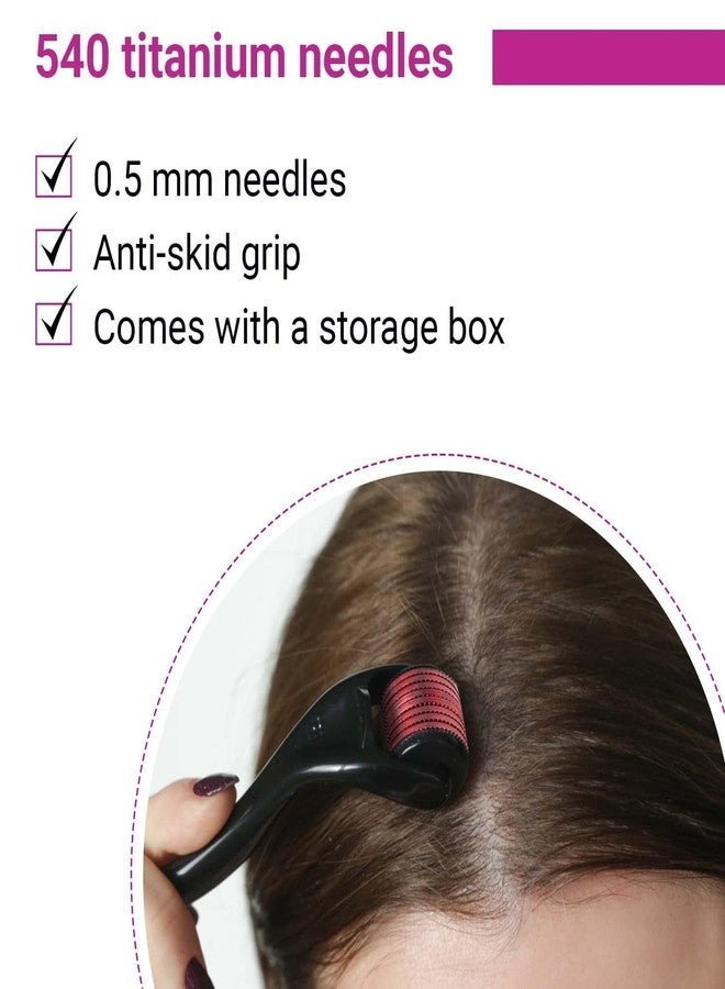 OXILY Derma Roller For Hair Growth 0.5 Mm With 540 Titanium Needles|Repairs Damaged Hair, Activates Hair Follicles|For Hair Fall & Hair Thickening|Reduces Acne Scars|Safe & Effective To Use - Image 4