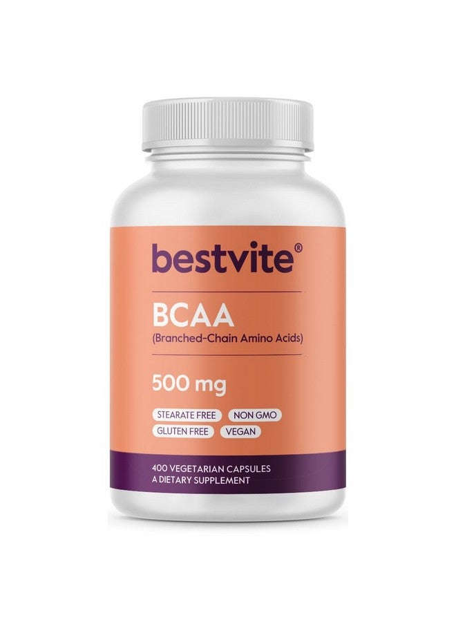 BESTVITE BESTVITE Vegan BCAA 500mg per Capsule of Amino Acids (400 Vegetarian Capsules) - 2000 mg per Serving - No Stearates - Vegan - Gluten Free - Non GMO - Image 1
