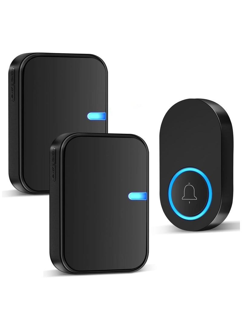 Waterproof Wireless Doorbell Kit with 2 Plug-In Receivers for Home, Wireless Ring Bell with 200m Range, 4 Volume Levels, and 38 Melodies – Battery Operated Chime for Home and School - Image 1